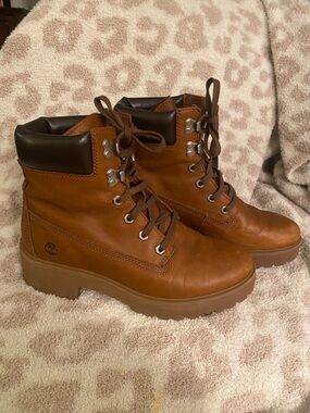 Timberland Women's Chestnut Brown Leather Lace-Up Lug Boots